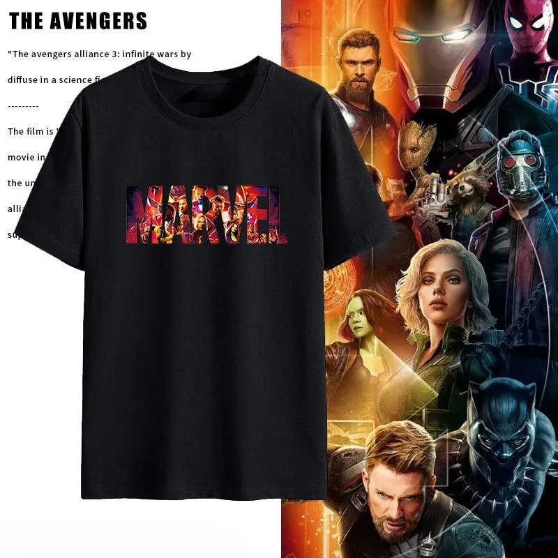 

2025 Marvel 10th Anniversary Commemorative T-shirt, Marvel Anime Collaboration Avengers 4 Parent-child Children's Wear
