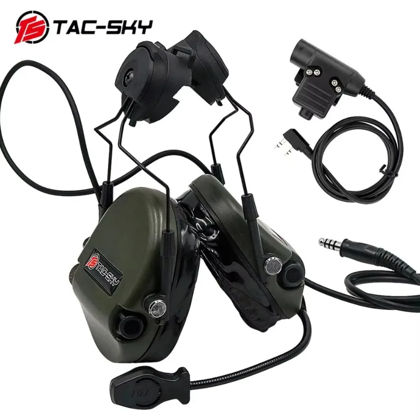 TS TAC-SKY TEAHEADSET Hi-Threat Tier Tactical Helmet Outdoor Hunting Tactical Headphones Call Gear Tactical HEADSET and PTT U94