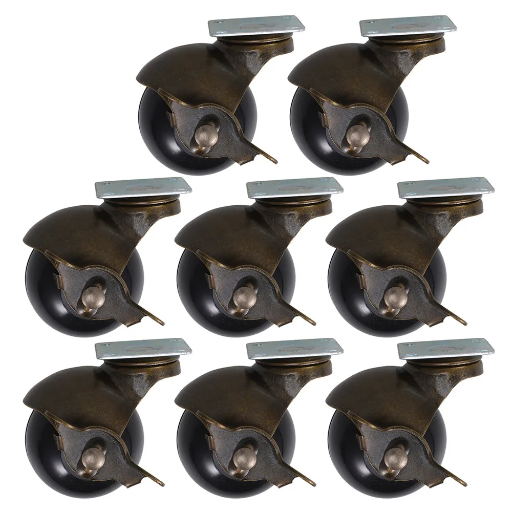 8Pcs Bronze Swivel Casters with Brake Heavy Duty Furniture Wheels for Hardwood Floors Universal 360 Degree Mobility Sofa