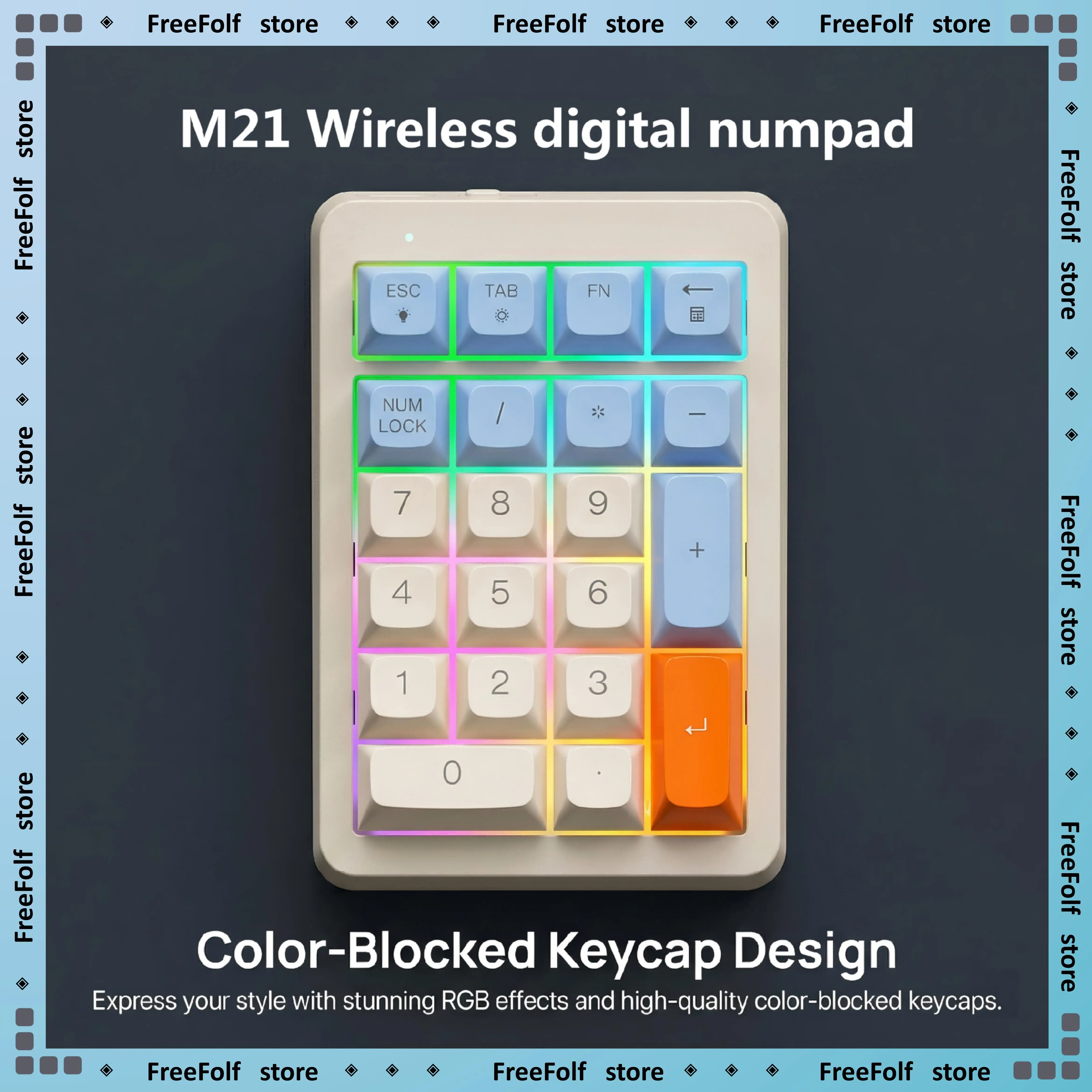 Teclado Numérico Digital Inalámbrico M21, Conectividad de Modo Dual, Puerto Tipo C, Teclas con Bloques de Color
