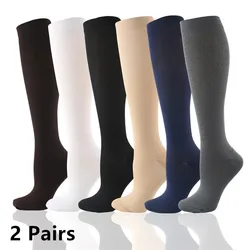 2 Pairs Compression Stockings Blood Circulation Promotion Slimming Sport Nurse Socks Anti Fatigue Comfort Knee High