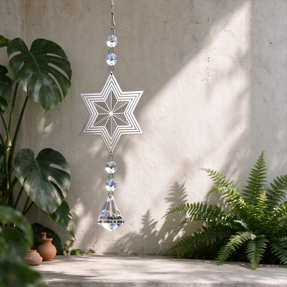 5pcs AB Crystal Flower Pendant 3cm 11g Aurora Borealis Five Petal Clover Faceted Suncatcher Chandelier Lamp Shade Hanging Bead