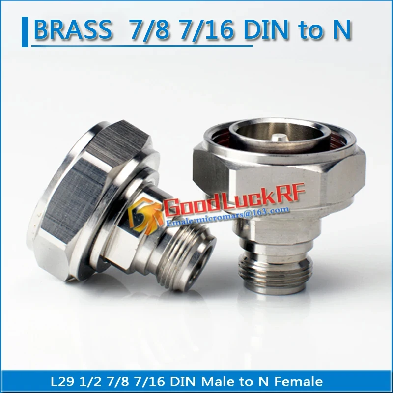 L29 1/2 7/8 7/16 DIN Male To N Female Plug Cable Connector Socket Jack Straight Brass Coaxial RF Connector Adapters For test