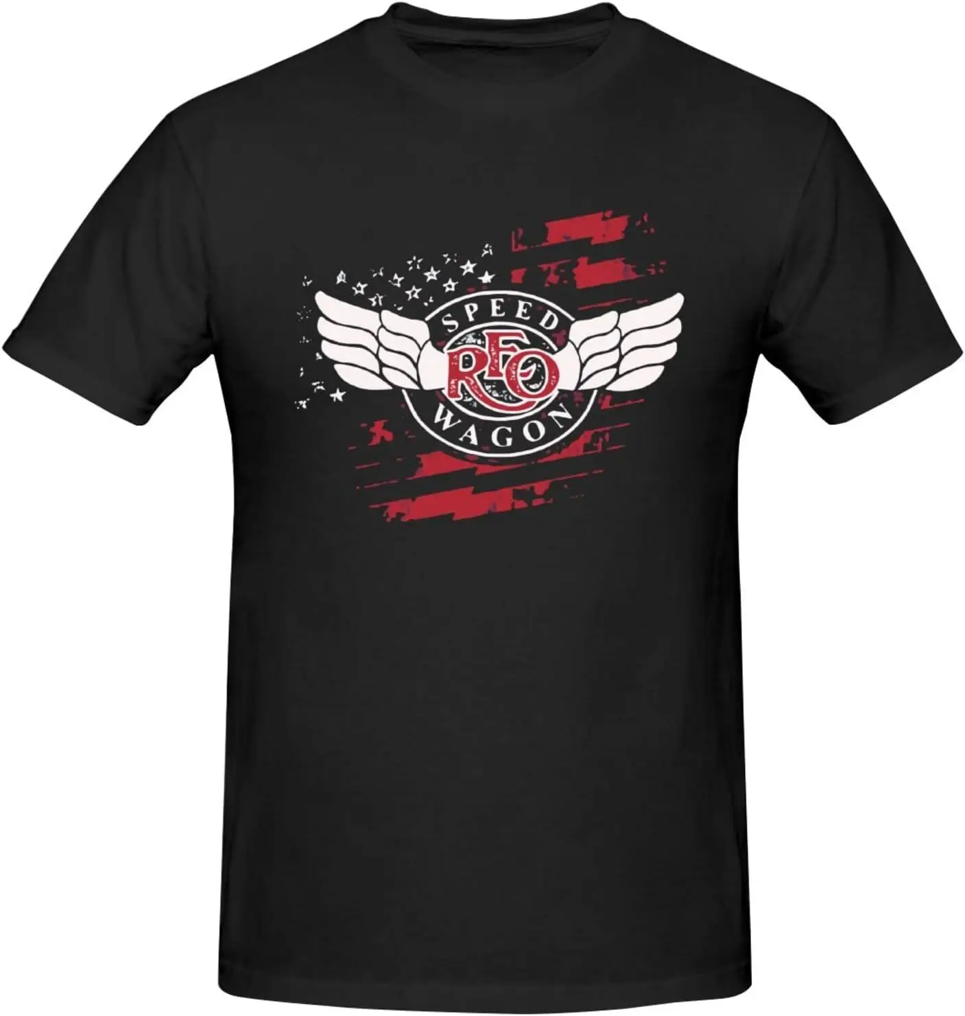 REO Music Speedwagon T-Shirt Men's Cotton Performance Basic Short Sleeve T-Shirt Black