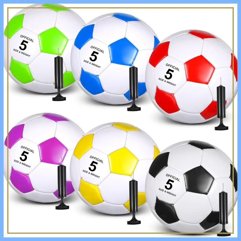 

6 Pack Soccer Balls Size 5/4/3 Deflated with Pump for Training Game Practice Football Bulk