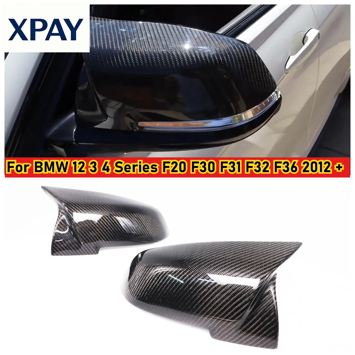 

Car New For BMW 12 3 4 Series F20 F30 F31 F32 F36 2012 + 320i 328i 330d 335i M3 M4 Replacement Real Carbon Fiber Rear View Mirro