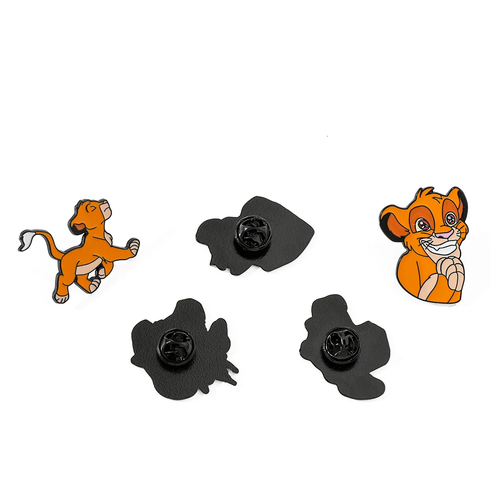 5 Pcs Cartoon The Lion King Brooch Cute and Funny Simba Enamel Pin Metal Badge Jewelry Clothing Backpack Accessories