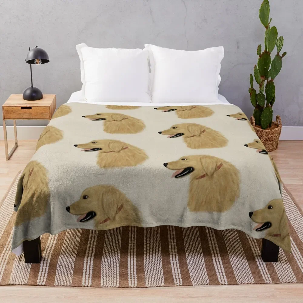 

Golden Retriever Bo watercolor Throw Blanket Winter beds heavy to sleep Thermals For Travel Blankets