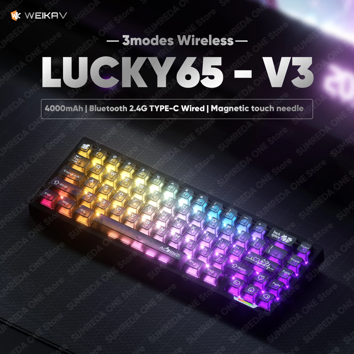 

Weikav Lucky65 V3 NUT65 Sugar65 Lucky65 V2 Wireless Aluminum Mechanical Keyboard Kit RGB Bluetooth Wired Gaming Hotswap Keyboard