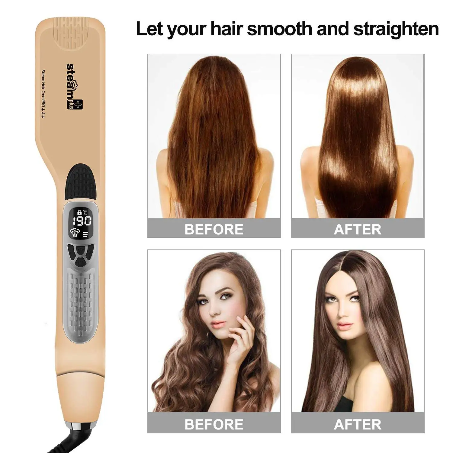 

2024 NEW Steam Hair Straightener Professional Ceramic Flat Iron 450℉ Fast Heat professional Hair Care Tools