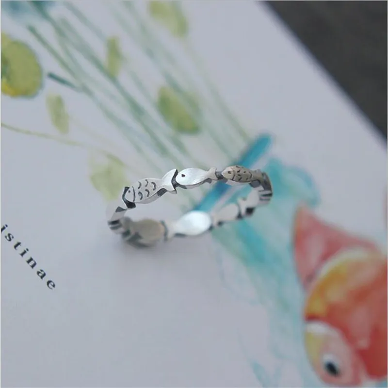 Gothic Simple Elegant Korean Style Open Fish Ring Temperament Jewelry Accessories Birthday Gift