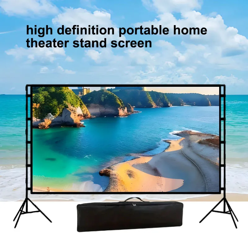 Tela de projeção de suporte triangular duplo de 60-200 polegadas 80, adequada para escritórios, casas e locais de entretenimento, uso