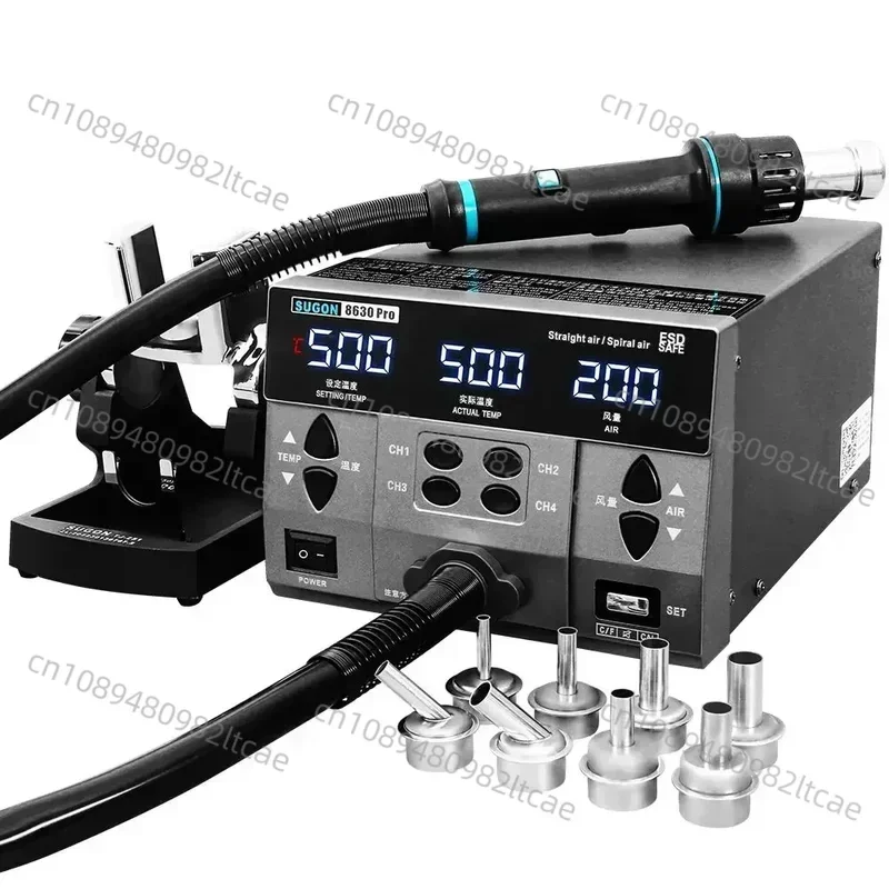 2024 SUGON 8630Pro 1000W Hot Air Gun Digital Display BGA Rework Curved Nozzle Welding Repair Desoldering Station