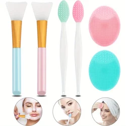 6Pcs Silicone Face Brush Set, 2Pcs Silicone Face Applicator Brush, 2Pcs Exfoliating Lip Brush, 2Pcs Silicone Face Cleaning Brush