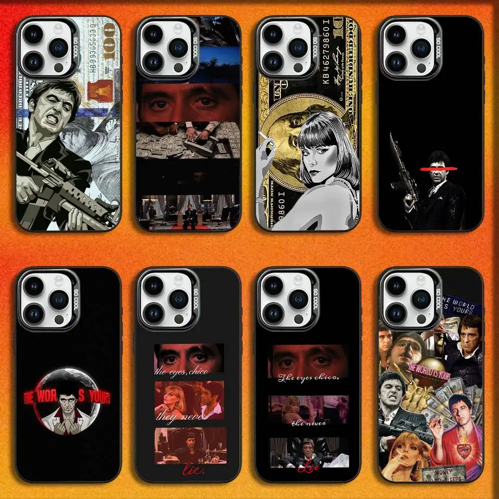 

S-Scarfaces Tony Montana Phone Case For iPhone 16,15,14,13,12,11,Mini,Pro,E,MAX Black Candy Matte Shockproof Cover