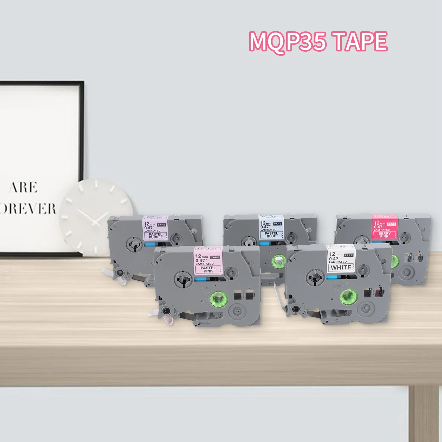 Superior-Compatible Label Tape Replacement For P-Touch 12Mm 1/2 Inch Laminated (Berry Pink/Pink/Purple/Blue/White) For Brother L