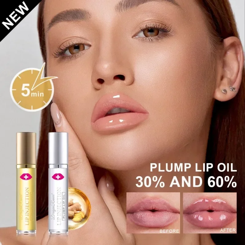 

Heallor Ginger Mint Lip Gloss Plumping Liquid Plump Increase Nourishing Moisturizing Lip Plumping Enhancer Lips Care