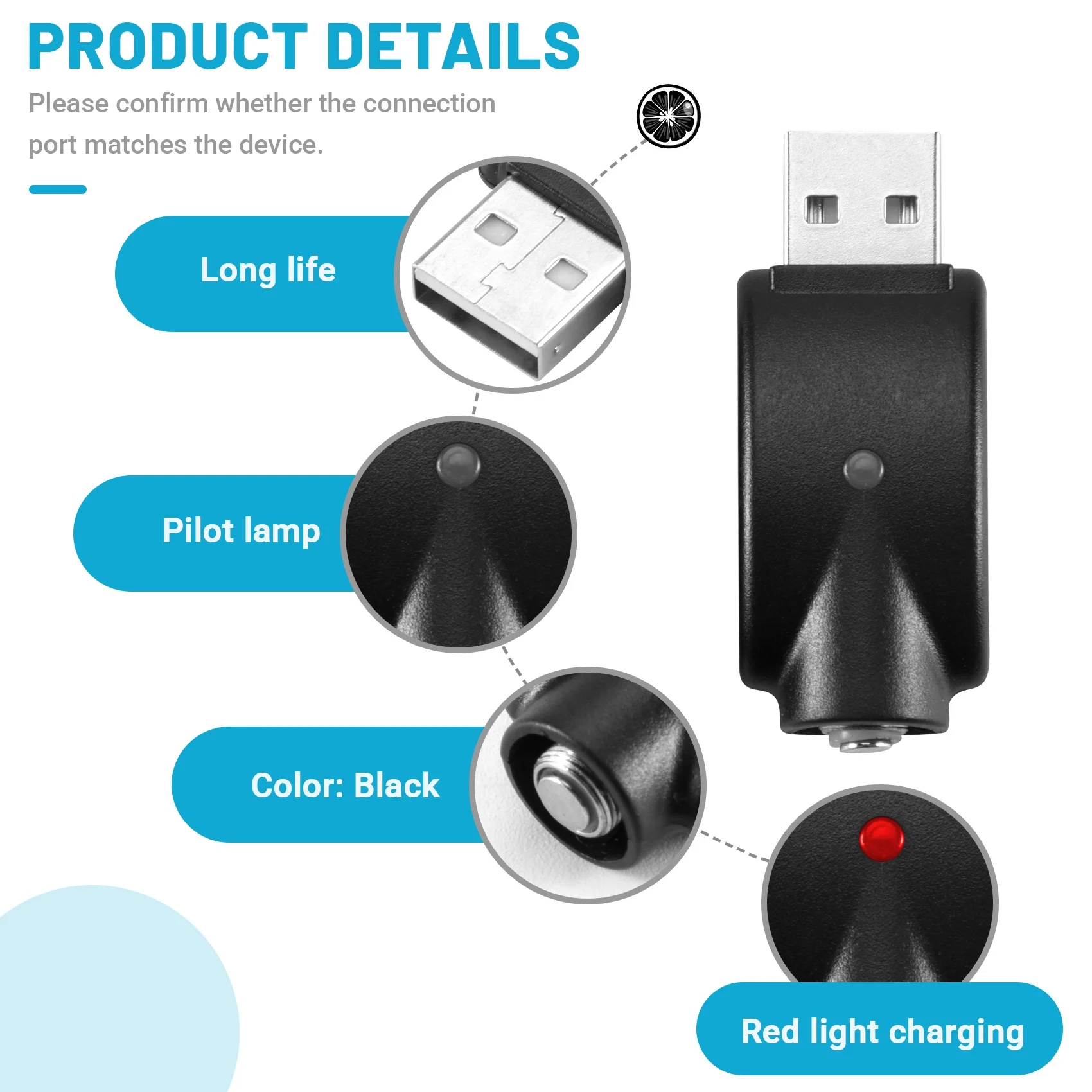 DT21 510 Thread Battery USB Vape , Portable Cartridge Battery Pen with LED Indicator, Overcharge Protection for 510 Devices
