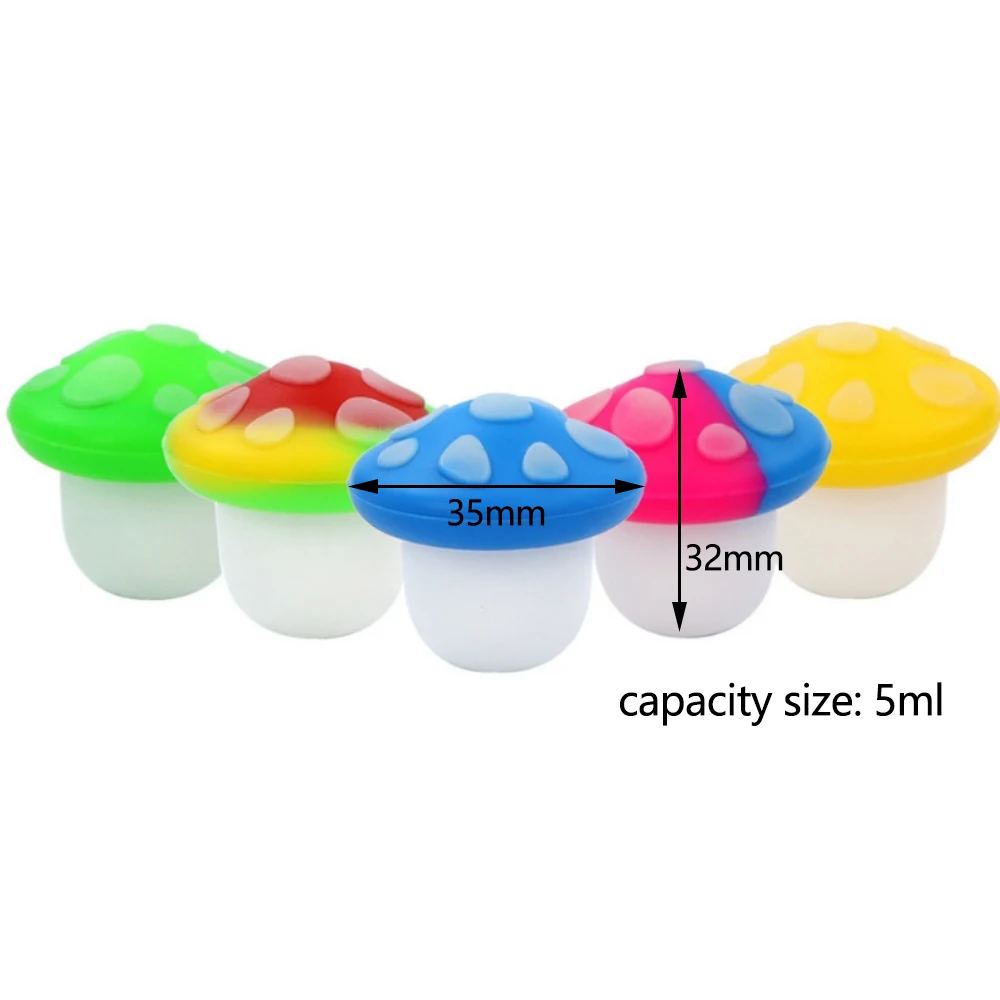 10pcs Mushroom Silicone Jar 5ml Nonstick Container Face Cream Jars Oil Storage Box Custom Logo Color Random