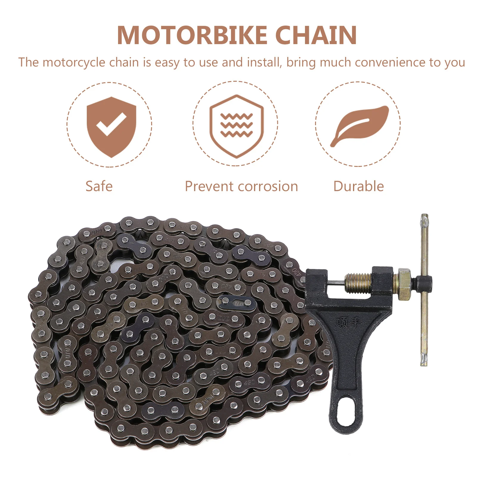 

1Set 132-Link 420 Motorcycle Chain for Atv Motorbike Off-Road Use Sturdy Long-Lasting Wear-Resistant Link Chain Replacement