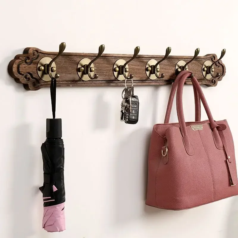 

Wooden 4/5/6/7/8 Coat Rack Luxury Wall Hangers for Hanging Clothes Keys Storage Holder Entrance Furniture Hall Hooks Solid