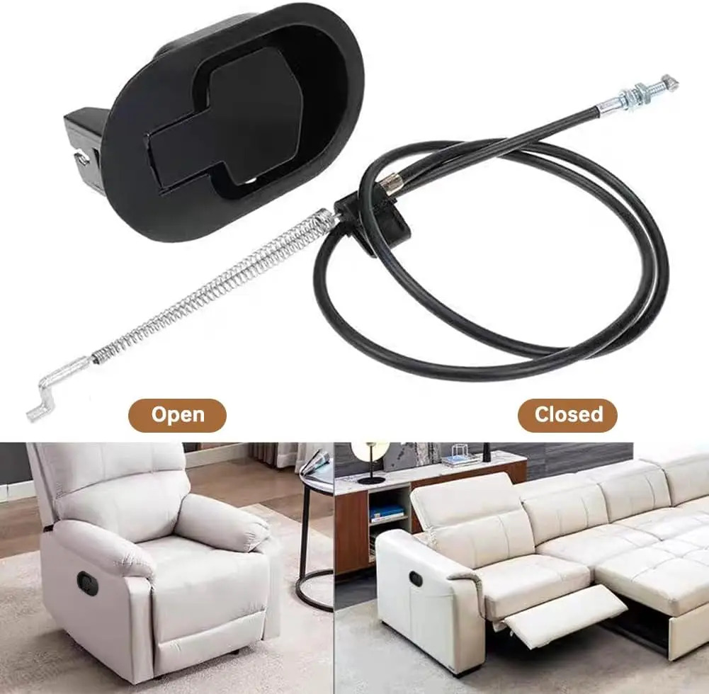 Universal Metal Recliner Handle with Cable Replacement Parts for Sofa Chair Couch Release Lever Pull Handle Easy Install Kit