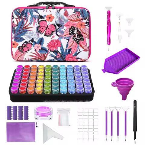 60Grid Diamond Painting Storage Box Butterfly Handbag Multi-function Storage Tool Box Diamond Embroidery Container Accessories