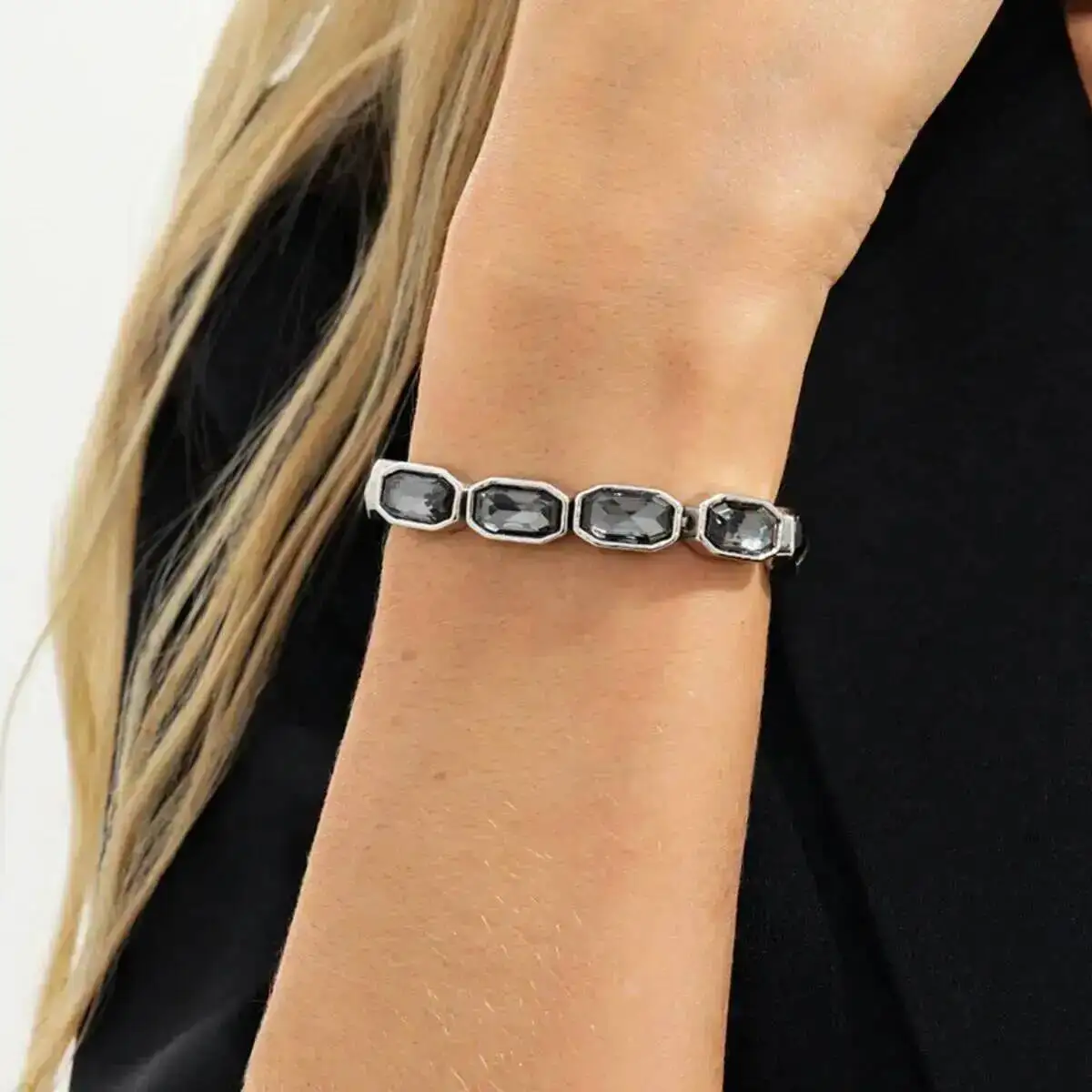 

KunJoe New Trendy Shiny Acrylic Rhinestone Elastic Bracelets for Women Elegant Geometry Cuff Bangles Party Jewelry Ladies Gift
