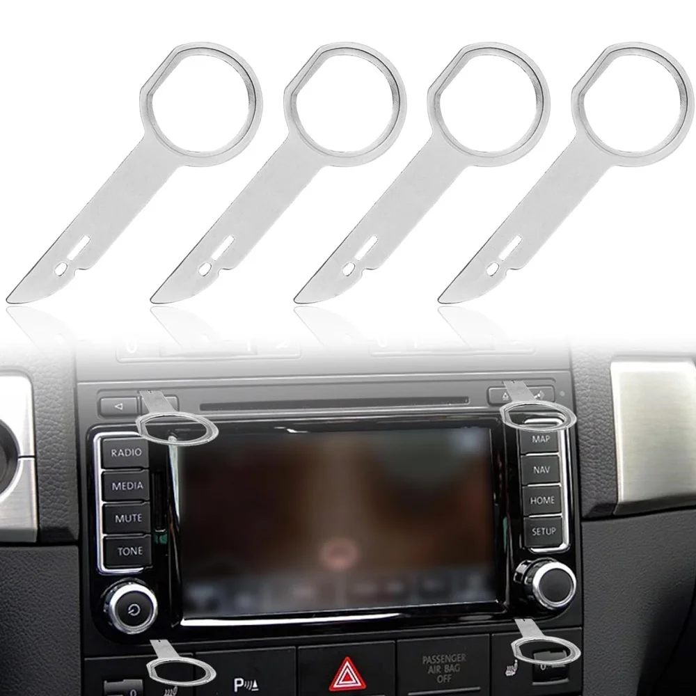 

4Pcs Portable Radio Stereo Release Install Key Radio Removal Tool For Volkswagen Audi Mercedes Benz BMW Car Radio Removal Tool