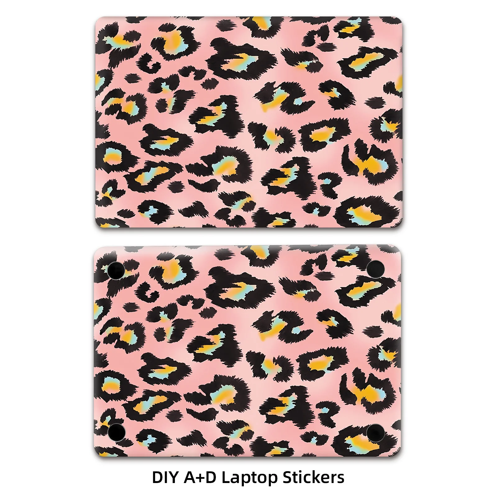 DIY1 set of 2 A + D side rendering laptop protective film, leopard print texture style laptop shell film decorative sticker