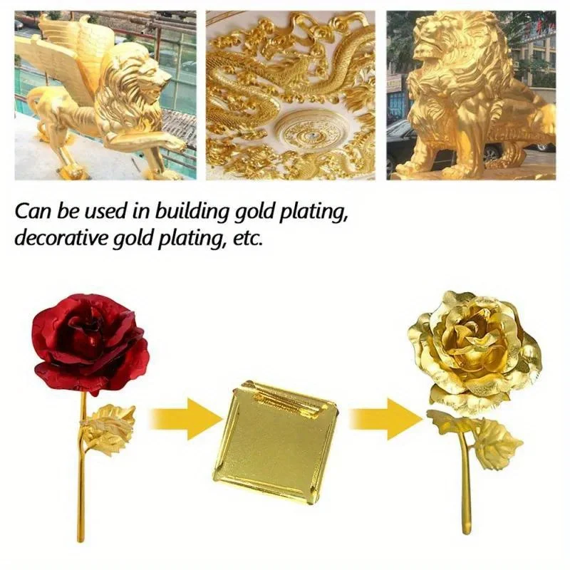 Aomily 9x9cm 100 Sheets Practical K Pure Shiny Gold Leaf for Gilding Funiture Lines Wall Crafts Handicrafts Gilding Decoration