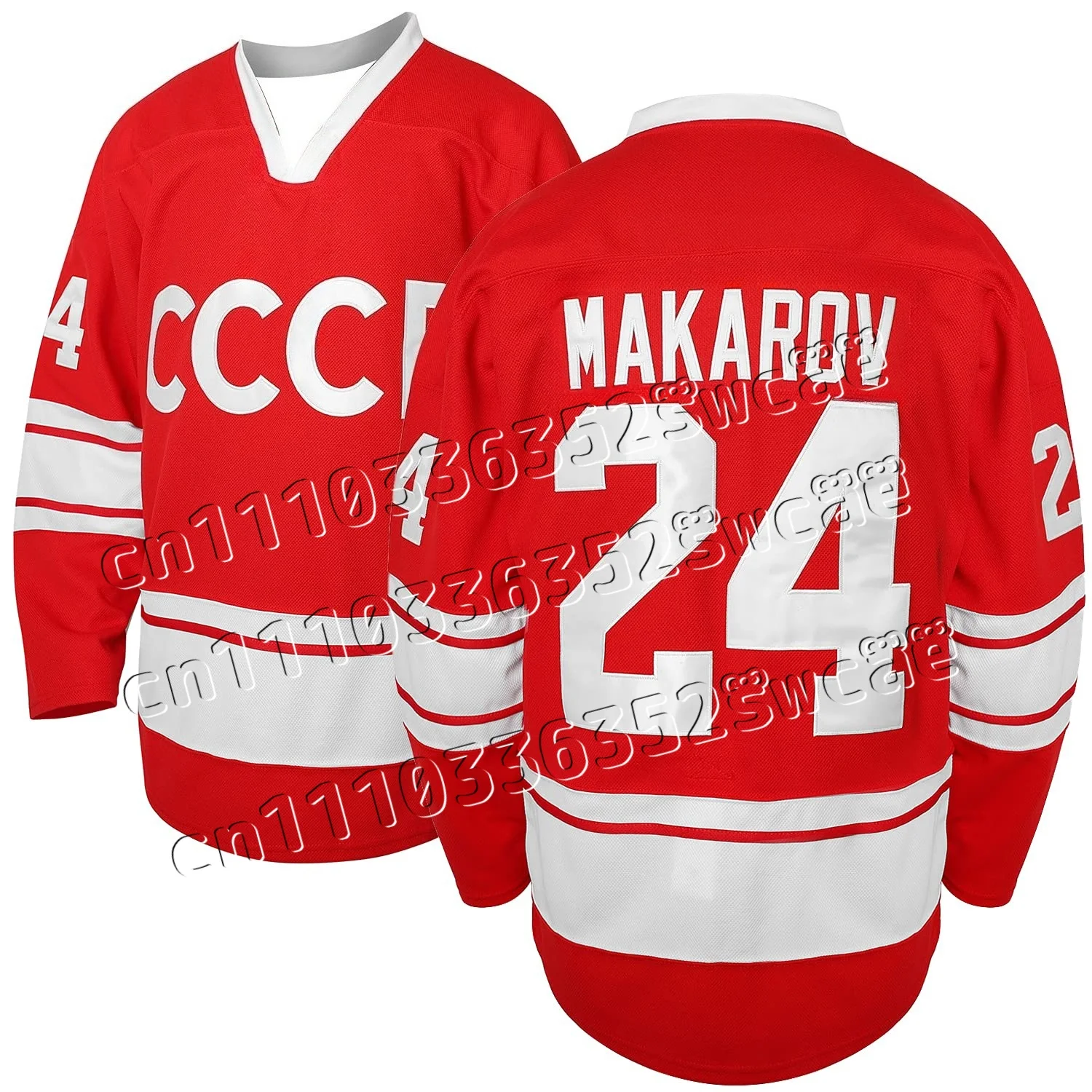 1980 USSR CCCP Russian Sergei Makarov Red Ice Hockey Jersey #20 Vladislav Tretiak Stitched Letters & Numbers Authentic Sweater