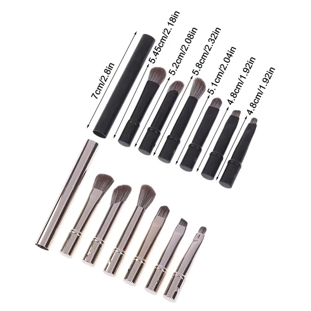 1Set Nuovo Contorno Correttore Mini Set di pennelli per trucco con scatola Pennello per ombretto staccabile 6 in 1 Strumento cosmetico a doppia estremità da viaggio