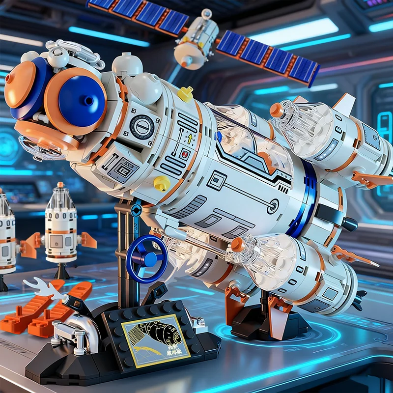 

2IN1 Core Module Building Blocks Space Capsule Space Station Manned Rocket Building Blocks Astronaut Childrens Toy Holiday Gift