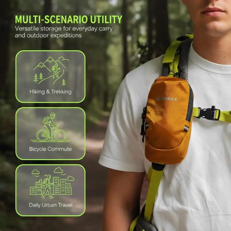 Bolsa de brazo para actividades al aire libre, apta para todas las estaciones, con correa para mochila, impermeable, resistente y duradera, para guardar el teléfono y la botella de agua, ideal para senderismo, correr y acampar en invierno.
