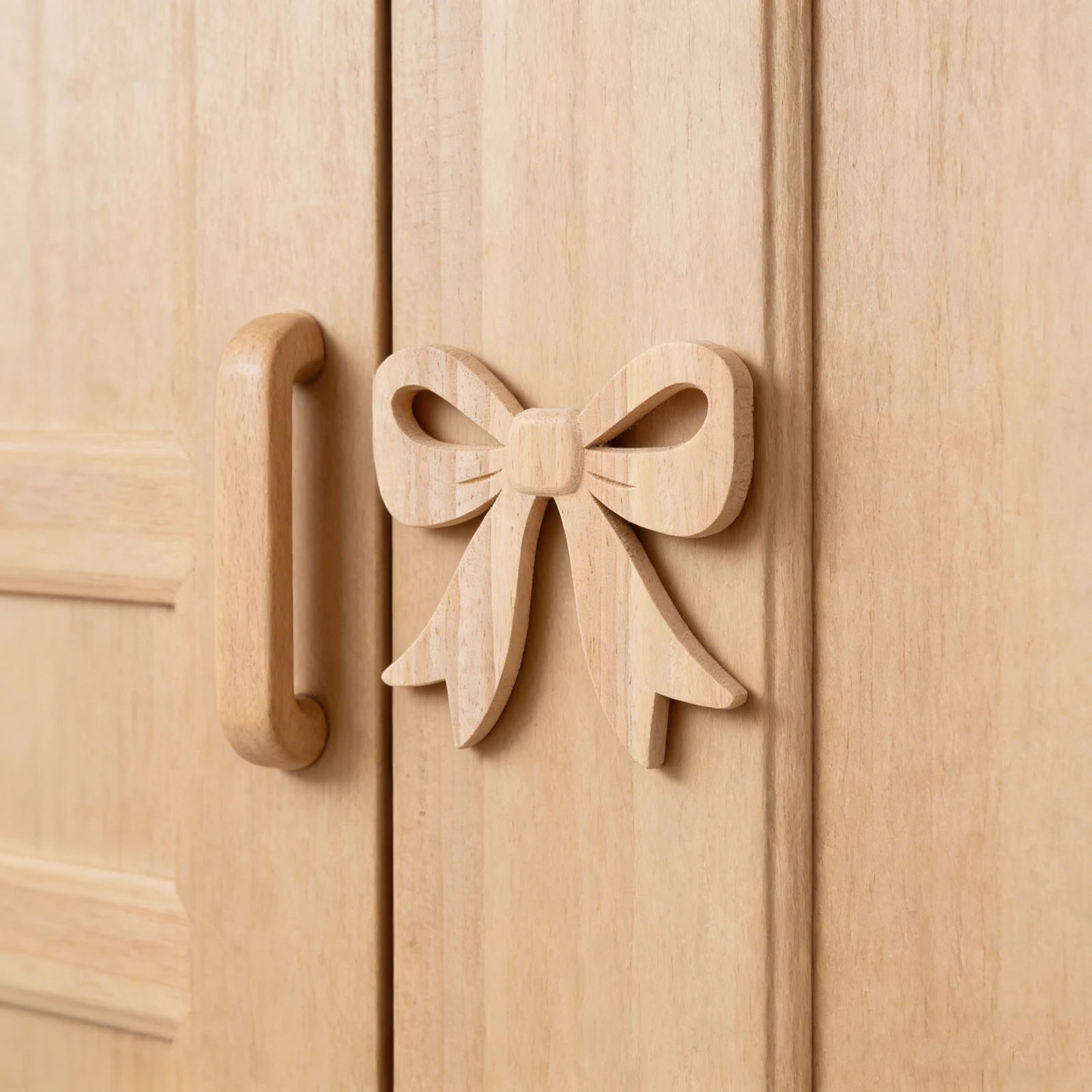 2Pcs European Style Wood Carved Appliques Bow Onlays Unpainted DIY Furniture Decorations Wall Corner Onlay Vintage Wood Carving