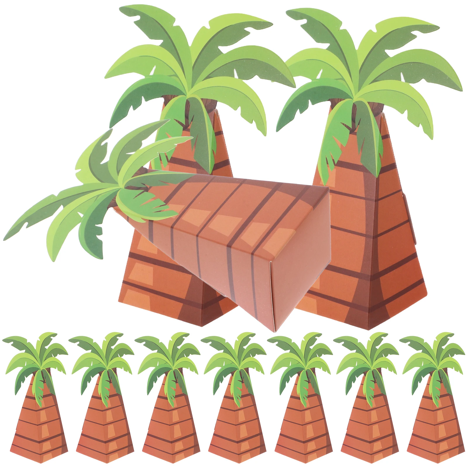 

10pcs Palm Tree Candy Box Kits Tropical Summer Party Supplies Hawaiian Boxes Foldable Gift Packaging Candy Boxes Party Favors