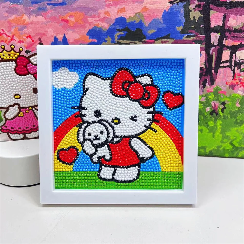 Sanrio DIY Diamond Painting Hello Kitty Handmade Hobby Holiday Gift Full Round Drill Embroidery Cartoon Home Decor