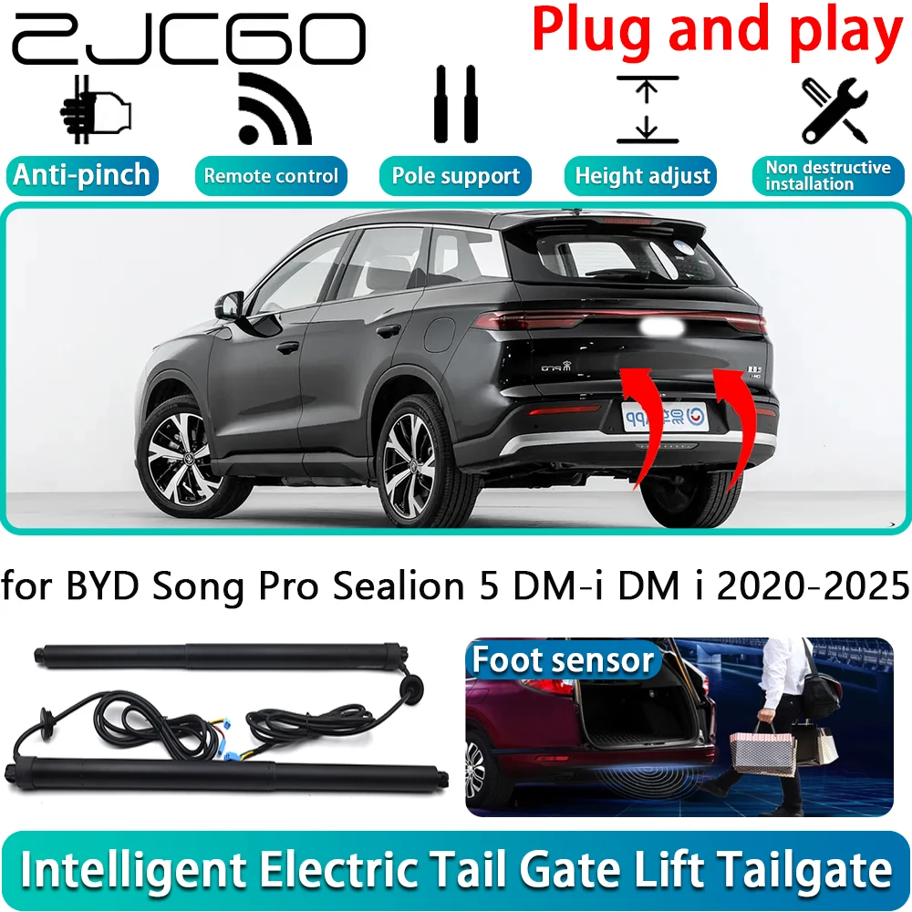 

ZJCGO for BYD Song Pro Sealion 5 DM-i DM i 2020-2025 Car OEM Electric Powered Tailgate Power Liftgate Automatic Tailgate System