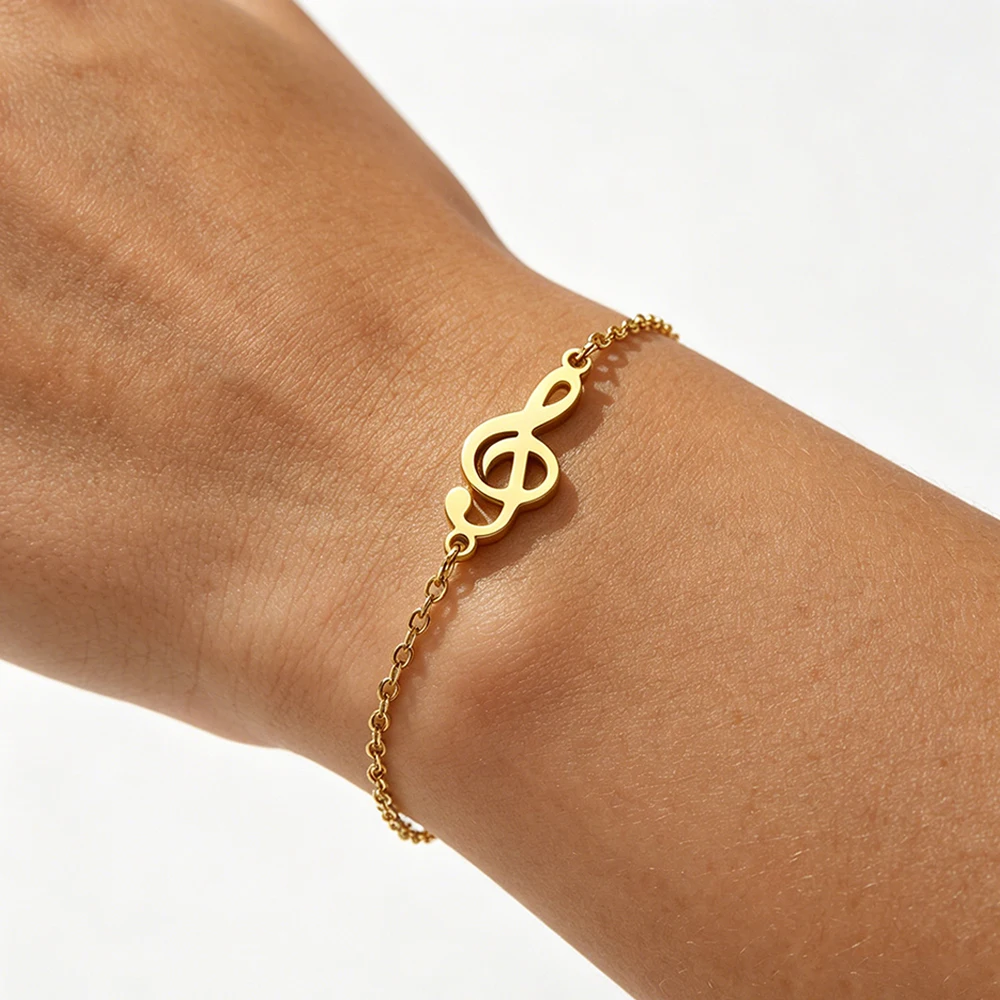 Music Note Treble Clef Charms Bracelet Adjustable Stainless Steel Bracelets Braid Rope Bead Chain Jewelry Gifts for Music Lovers