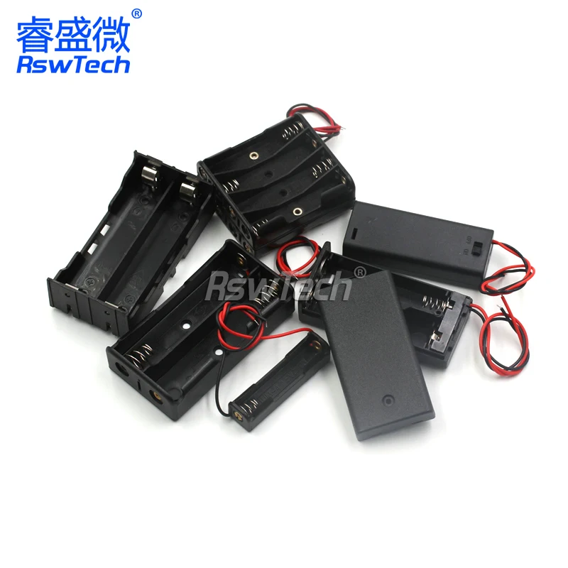 Battery box 5 18650 with switch and cover, battery holder 1, 2, 3/4, battery box 6F22 9V