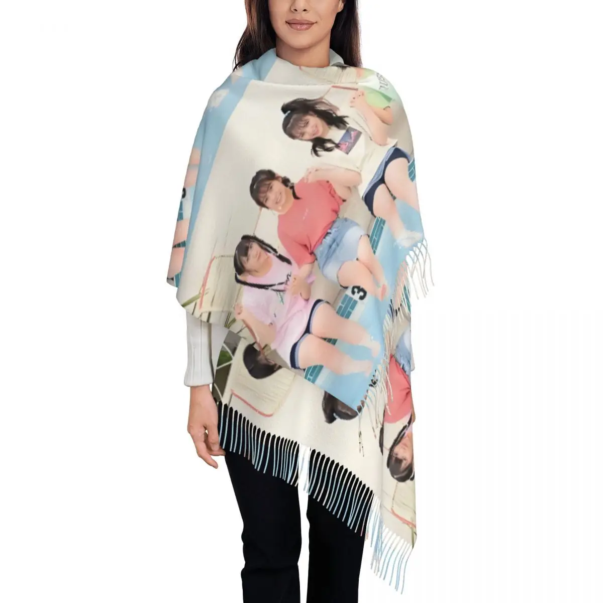 

Custom Amefurasshi Tassel Scarf Women Soft Japan Girl Idol Qroup Shawl Wrap Female Winter Scarves