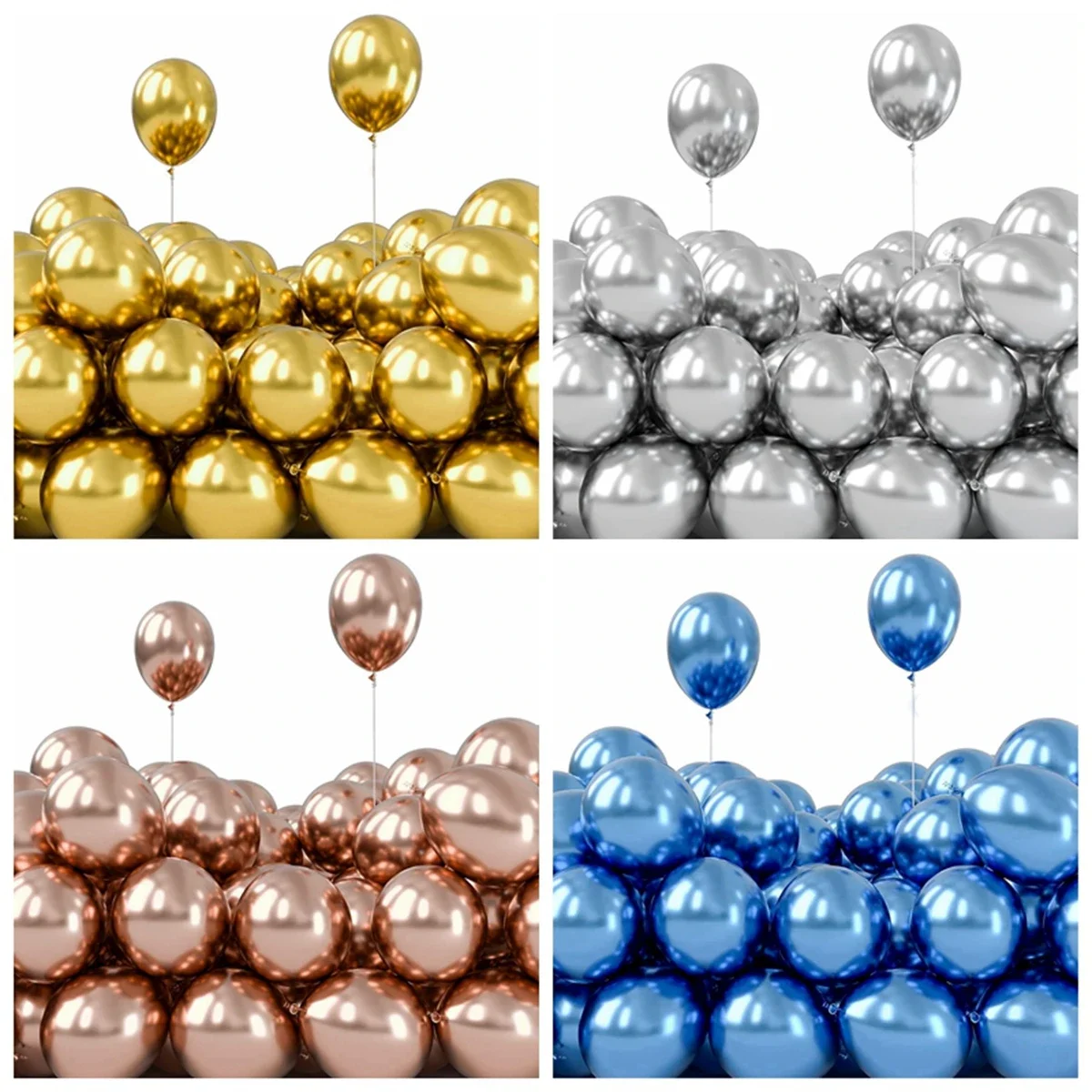 50 pcs 5 Inch Chrome Metallic Helium Balloons for Birthday Wedding Anniversary Christmas Party Decorations