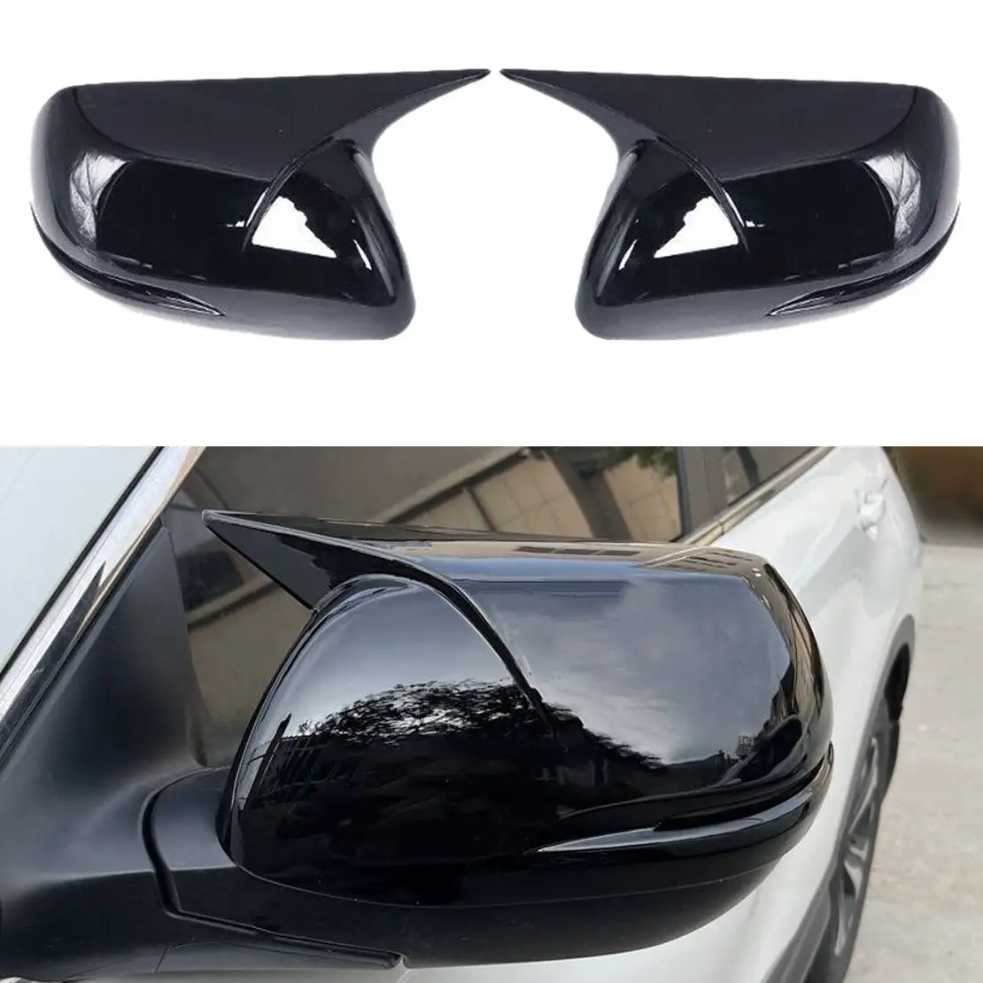 1 Pair Horn Ox Rear View Side Mirror Cover Trim Black ABS Fit for Honda CR-V 2012 2013 2014 2015 2016 2017 2018 2019 2020 2021