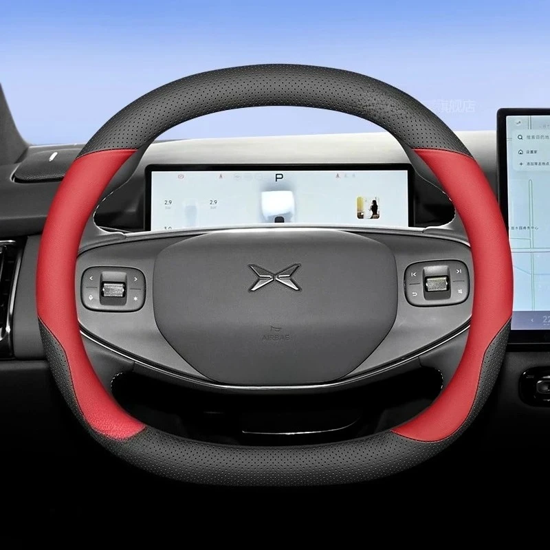 Double D Nappa leather two-tone car steering wheel cover suitable for Xpeng P7i Overseas G6 Overseas G9 Overseas P7 Overseas