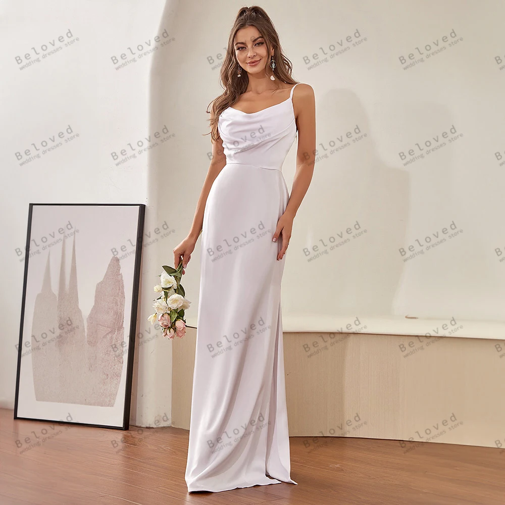 

Simple Wedding Dresses Glamorous Bridal Gowns Sexy High Slit Backless Spaghetti Straps Robes For Formal Party Vestidos De Novia