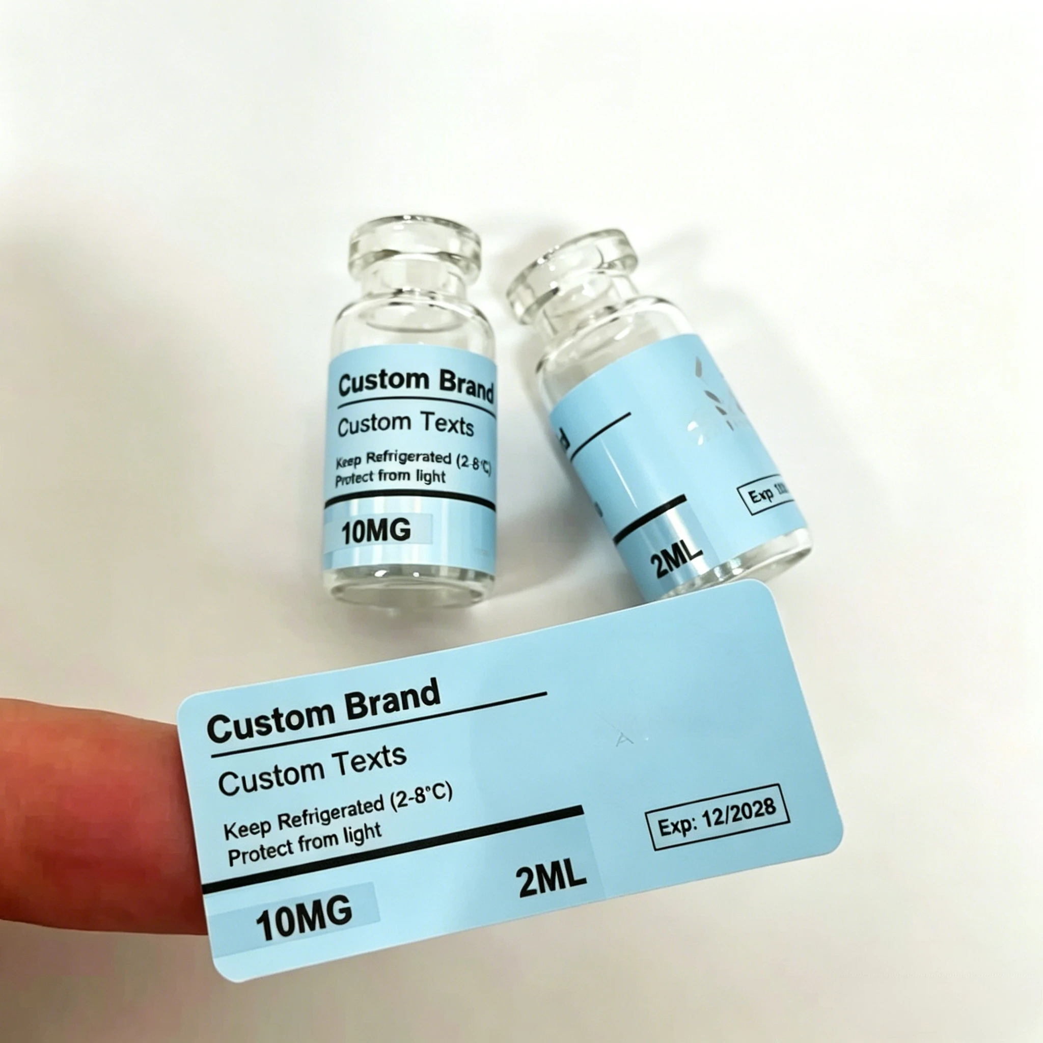 Waterproof PP Material Peptide Vial Labels, Custom High Grade Printed Small Stickers for Cosmetic Use