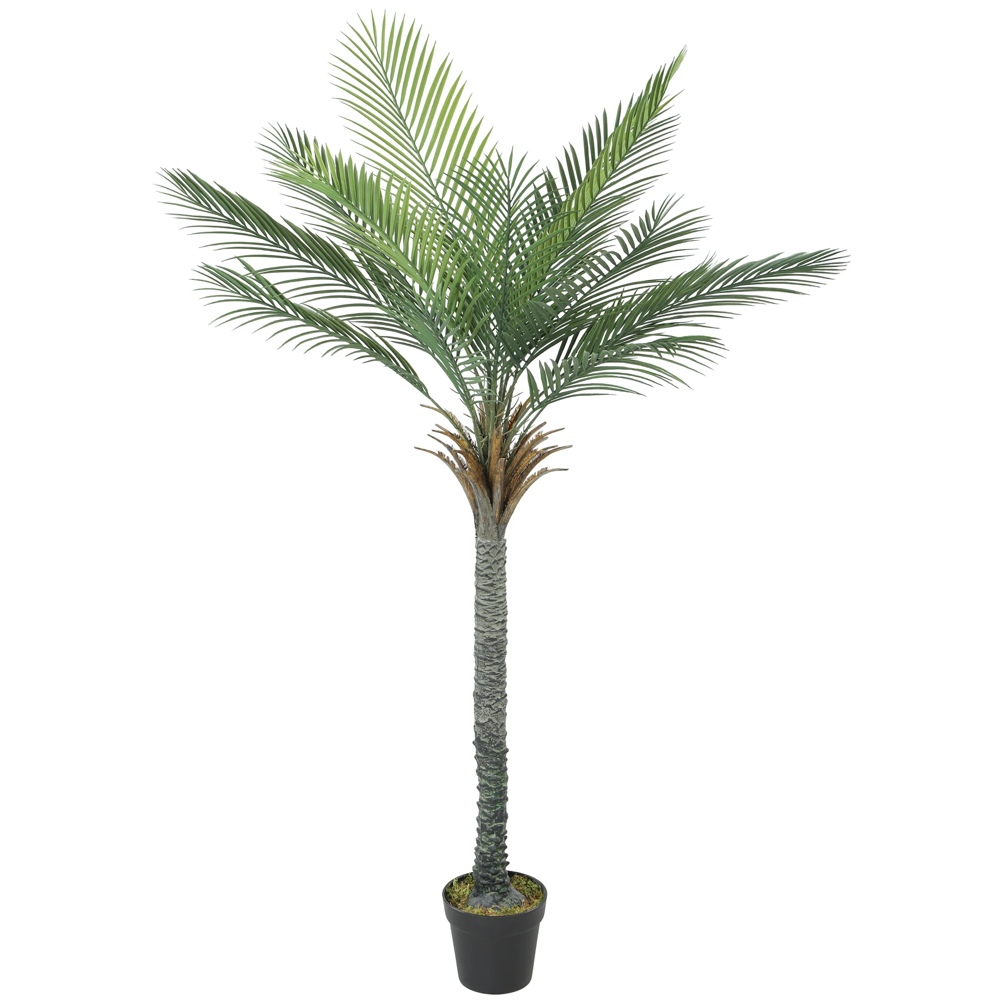 HOMCOM Palmier artificiel 180 cm, plante artificielle tropicale en pot, 15 feuilles réalistes, fausse plante verte décoration in