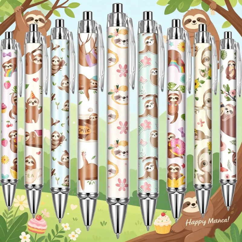 

13pcs sloth design ballpoint pen retractable pen sloth shaped black ink pen tip writing smooth learning and office