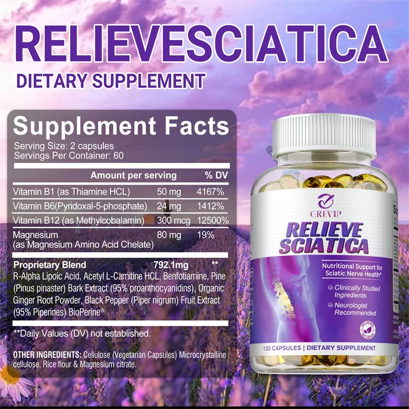 Sciatic Nerve Supplement - Relieve Bone Pain, Stiffness, Improve Circulation, Nerves and Overall Health To Restore Mobility